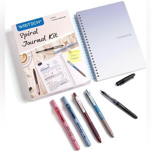 Writech Spiral Journal Kit Notebook And 5 Assorted Pens NIB